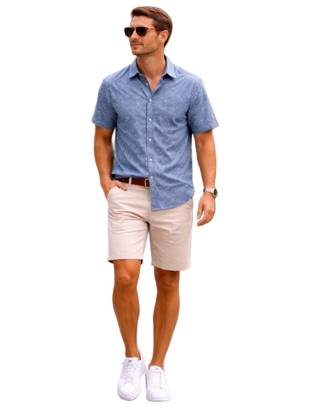 Van Heusen never tuck Men's Blue Patterned Casual Shirt